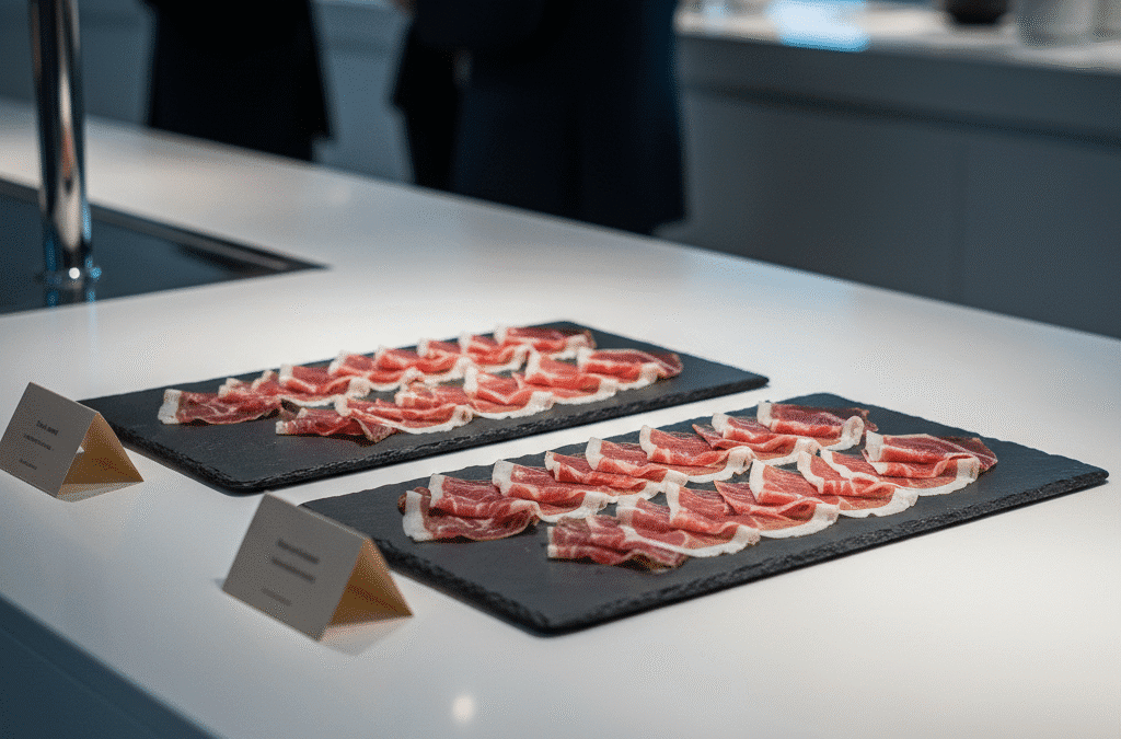 Un rincón del jamón bien situado convierte el cóctel en una experiencia.